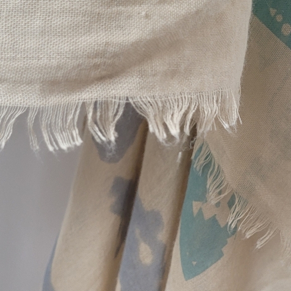 Unique American Flag Pastel Blue & Green on Tan Shawl/Shrug/Vest - OS Fits Most - Picture 7 of 11